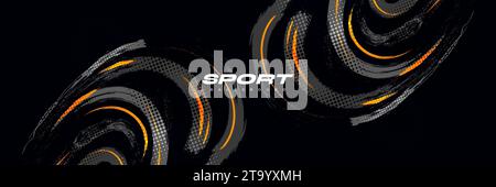Abstract Brush Background with Sporty Style and Halftone Effect. Brush Stroke Illustration for Banner, Poster, or Sports Background Stock Vector