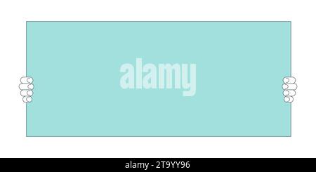 Holding blank placard linear cartoon character hands illustration Stock Vector