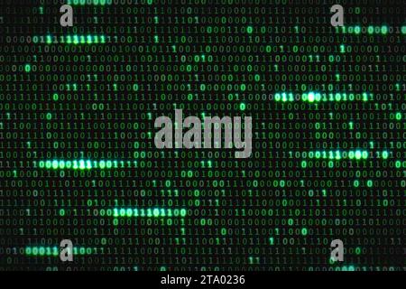 zero and one green binary digital code, computer generated seamless loop abstract motion background, new technology concept Stock Photo