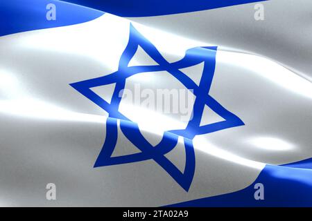 israel flag waving texture fabric background, crisis of jew and islam palestine, risk war concept Stock Photo
