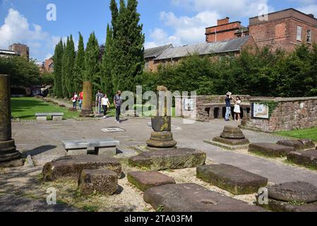 Chester Roman Gardens with Remains of Roman Temple in the Historic District or Old Town of Chester England UK Stock Photo