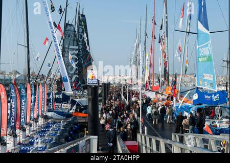 SAILING - VENDEE GLOBLE 2012-2013 - AMBIANCE PRE-START - LES SABLES D'OLONNE (FRA) - 24/10/2012 - PHOTO OLIVIER BLANCHET / DPPI - AMBIANCE PONTONS - Stock Photo