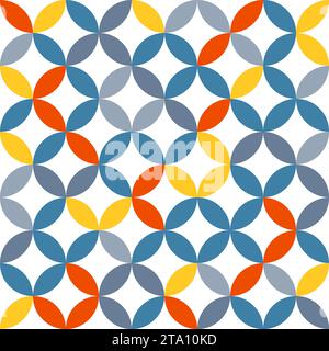 Colorful geometric pattern. Interconnecting circles and ovals abstract retro fashion texture. Seamless pattern. Stock Vector