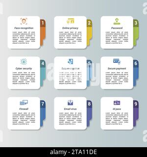 Infographics with Banking Operation theme icons, 10 steps. Such as deposits acceptance, lending of funds, funds remittance, lockers safe deposits and Stock Vector