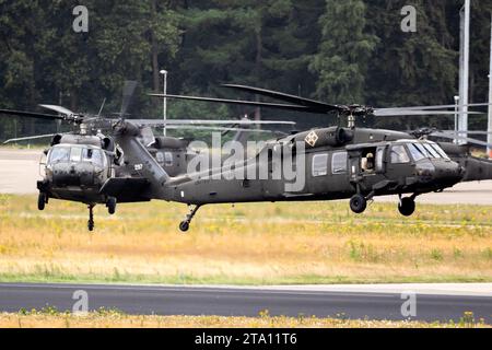 US Army Sikorsky UH-60 Black Hawk military helicopters taking off. USA - June 22, 2018 Stock Photo