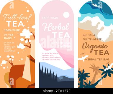 Different varieties tea, loose leaf, pure herbal Stock Vector