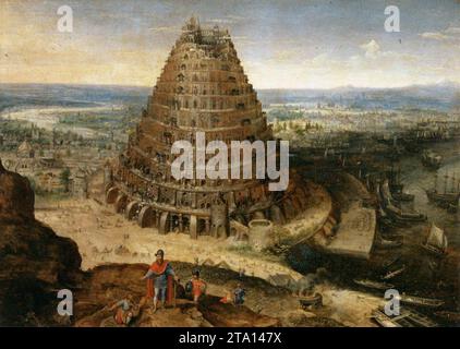 The Tower of Babel 1594 by Lucas Van Valckenborch Stock Photo
