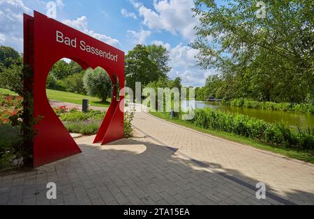 Der Rosengarten im Kurpark in Bad Sassendorf, Kreis Soest, NRW, Nordrhein Westfalen, North Rhine Westfalia Stock Photo
