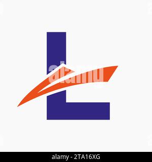Letter L Shipping Logo Sailboat Symbol. Nautical Ship Sailing Boat Icon Stock Vector