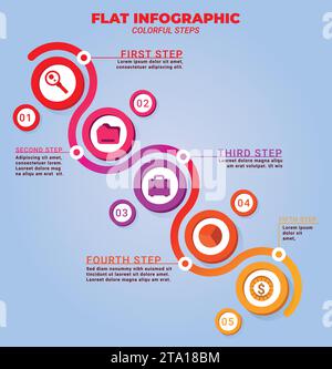 Infographic design vector and marketing icons can be used for workflow layout, diagram, annual report. Business concept with 3, 4, 5; 6, 7 and 8 step. Stock Vector