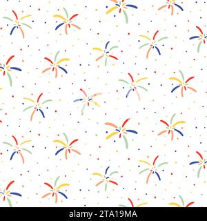 Vector illustration of hand drawn colorful fireworks pattern. Stock Vector