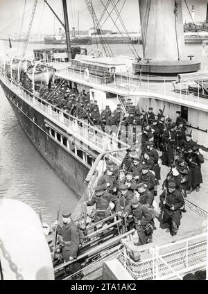 WW1 World War I - Belgian soldiers arriving at Ostend Stock Photo