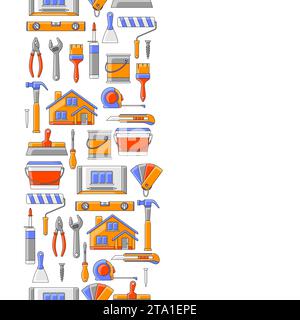 Pattern with repair working tools. Equipment for construction industry and business. Stock Vector