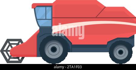 Combine harvester red color icon cartoon vector. Farm machinery. Heavy vehicle Stock Vector