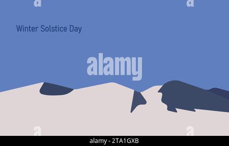 Vector illustration of The longest night in the year. Winter solstice day in December the 21. Greeting card design template. Stock Vector