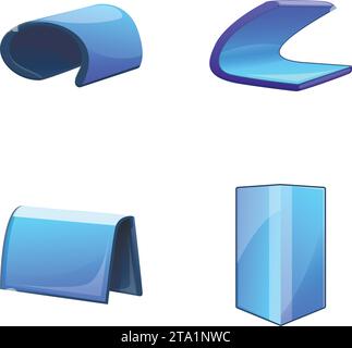 Foldable smartphone icons set cartoon vector. Smartphone with flexible screen. Electronic smart device Stock Vector