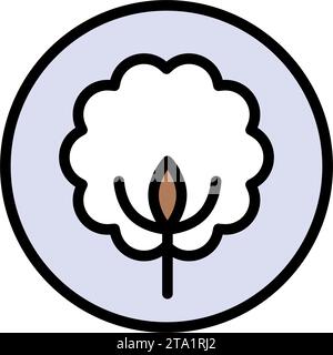 Cotton color icon. Flower, plant, fiber. Fabric features concept. Can be used for topics like organic production, natural material, clothing industry. Stock Vector