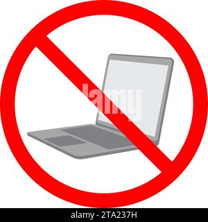 No laptop prohibition sign. Vector illustration isolated on white background Stock Vector