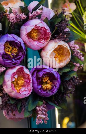 Fake colorful flowers for decorative purposes Stock Photo