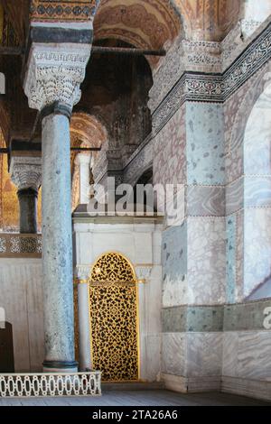 Hagia Sophia interior beautifully crafted pillars and arches Stock Photo