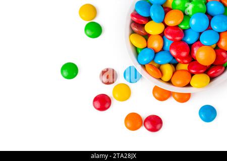 Colorful chocolate buttons on a white background Stock Photo