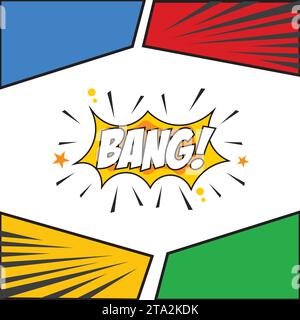 Colored comic book page with halftone effect and bubble chat Vector Stock Vector