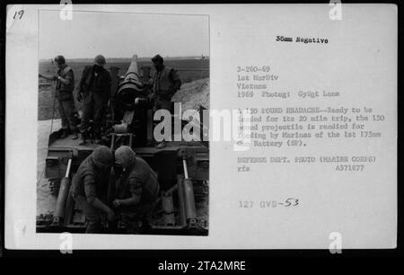 Marines of the 1st 175mm Gun Battery (SP) fire an M-107 175mm self ...