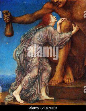 Evelyn de Morgan. Painting entitled The Worship of Mammon by the English artist, Evelyn De Morgan (1855-1919), 1909 Stock Photo