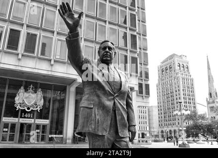 Philadelphia, USA - May 29, 2018: Frank L. Rizzo Monument near the Philadelphia Municipal Services Building, PA, USA Stock Photo