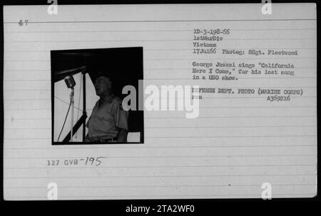 Entertainer George Jessel performs a USO show for Marine troops of the ...