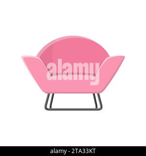 Stylish pink comfortable modern armchair in flat style isolated on white background. Part of the interior of a living room or office. Soft furniture Stock Vector