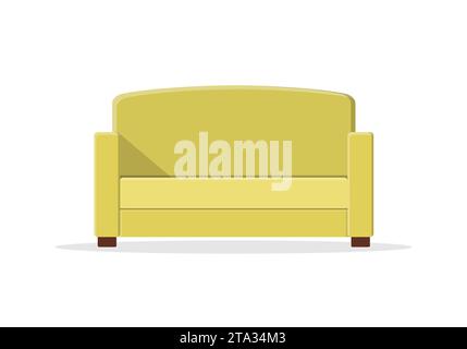 Stylish comfortable sofa in flat style isolated on white background. Couch interior of a living room or office. Soft furniture for rest and relaxation Stock Vector