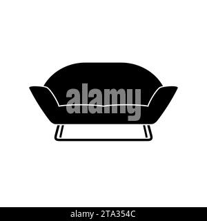 Stylish comfortable sofa icon isolated on white background. Couch interior of a living room or office. Soft furniture for rest and relaxation home. Stock Vector
