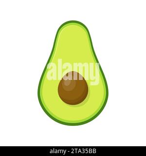 Avocado with seed cut in half icon isolated on white background. Summer fruits for a healthy lifestyle. Organic fruits. Vector illustration. Stock Vector