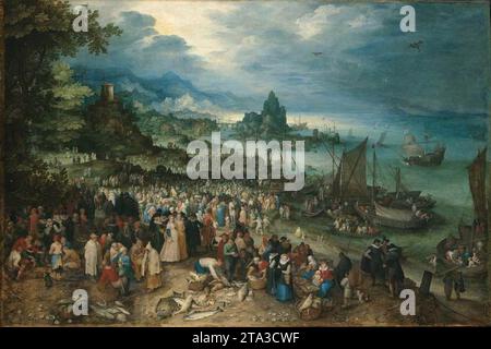 Harbour Scene with Christ Preaching 1598 by Jan The Elder Brueghel Stock Photo