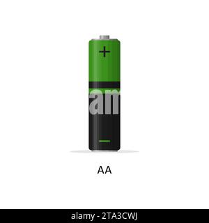 Alkaline battery AA isolated on white background. Rechargeable battery energy storage cells flat modern style. Vector illustration. Stock Vector