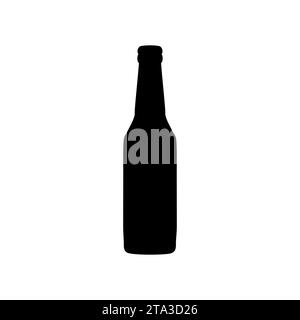 Beer bottle icon isolated on white background. Glass alcohol drink bottle sign, Vector illustration. Stock Vector