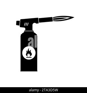 Blowtorch icon with flame isolated on white background. Manual gas torch burner, Welding flame tool. Vector illustration. Stock Vector