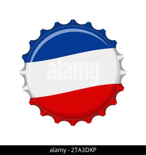Bottle cap isolated on white background. Label in the form of bottle aluminum cap, Soda or juice bottle top icon. Vector illustration. Stock Vector