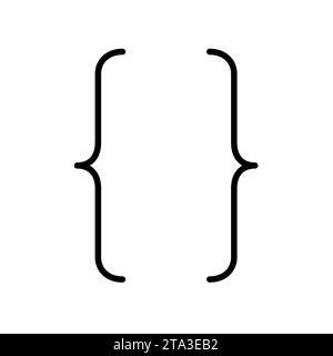 Curly braces icon for graphic design isolated on white background, Brackets symbolic elements. Vector illustration. Stock Vector