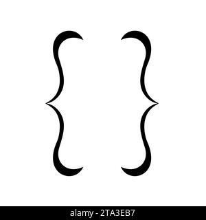 Curly braces icon for graphic design isolated on white background, Brackets symbolic elements. Vector illustration. Stock Vector