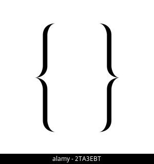 Curly braces icon for graphic design isolated on white background, Brackets symbolic elements. Vector illustration. Stock Vector