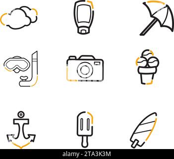Set of different summer icons Flat design Vector Stock Vector