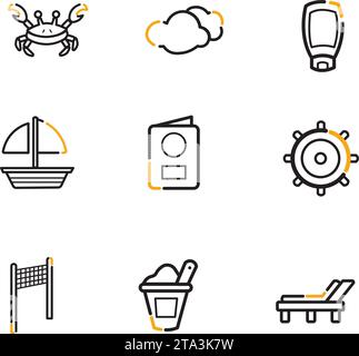 Set of different summer icons Flat design Vector Stock Vector