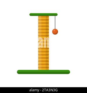 Cat scratching post and ball toy isolated on white background. Cat tree, Furniture for kittens. Cat playground accessories with claw sharpeners Stock Vector