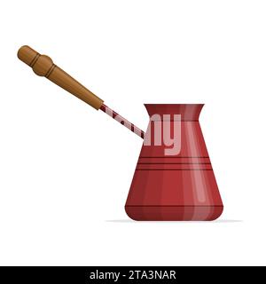 Coffee cezve isolated on white background.. Bowl with a handle for making coffee on the stove. Turkish pot of coffee. Hand-drawn coffee makers. Coffee Stock Vector