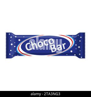 Chocolate bar of candy bar isolated on white background. Sweet snack bar package template. Dessert food vector illustration. Stock Vector