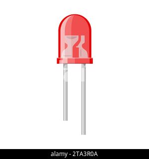 Light emitting diode icon isolated on white background. Red illuminated elements, semiconductor device. LED light bulb electrical component. Stock Vector