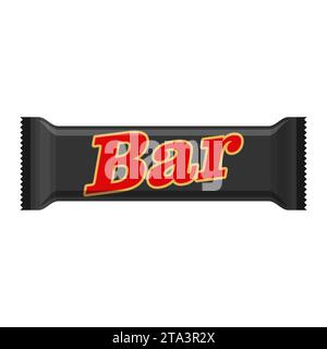 Chocolate bar of candy bar isolated on white background. Sweet snack bar package template. Dessert food vector illustration. Stock Vector