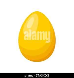 Golden whole chicken egg icon isolated on white background. Gold eggshell. Simple egg in flat style, vector illustration for web and mobile design. Stock Vector